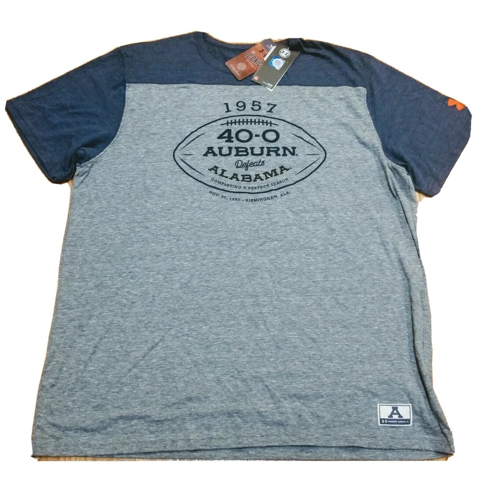 Under Armour Auburn Tigers 1957 40-0 Alabama Football T Shirt Mens Small NWT